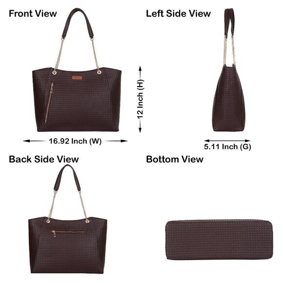 Women's Vegan Leather Brown Colour Satchel Bag – Sling Shoulder Tote Bag - Picture 3 of 10